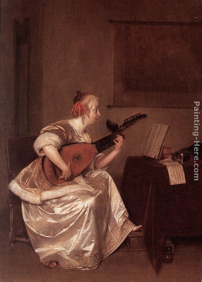 The Lute Player painting - Gerard ter Borch The Lute Player art painting
